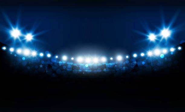 istock Football arena field with bright stadium lights vector design Vector illumination 1180617796
