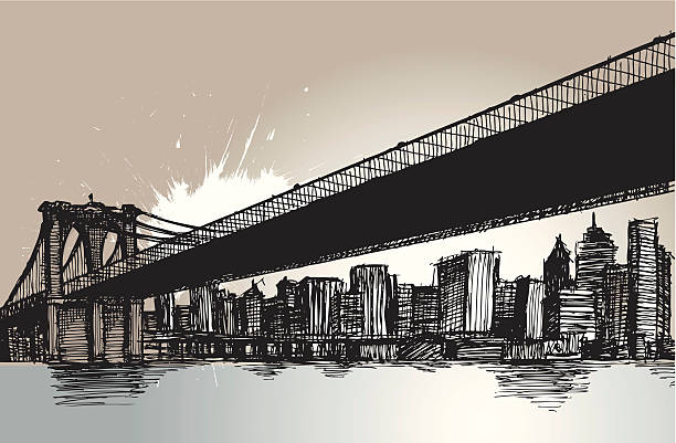 illustrations, cliparts, dessins animés et icônes de pont de brooklyn. la ville de new york. - brooklyn