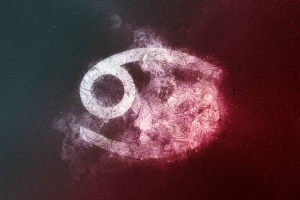istock Cancer Zodiac Sign White Red. Night sky Abstract background 1180618639
