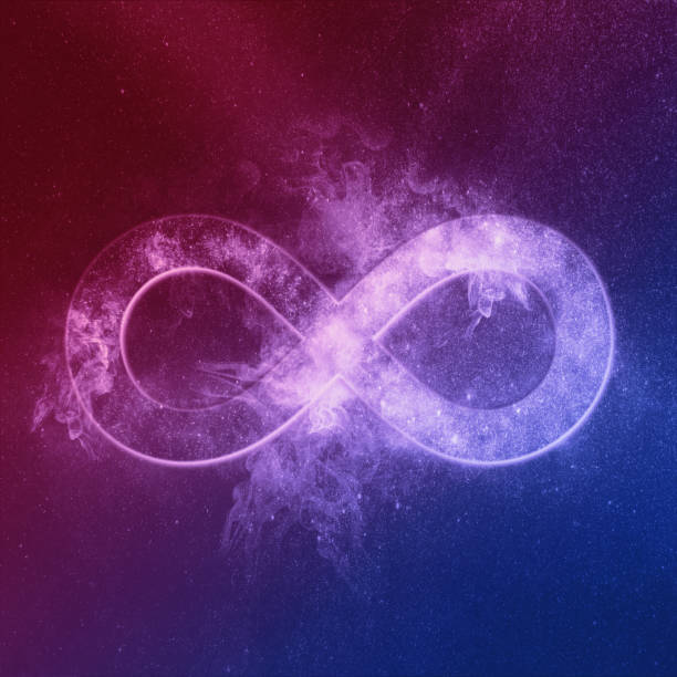 istock Infinity symbol or sign Red Blue. Abstract night sky background 1180618800