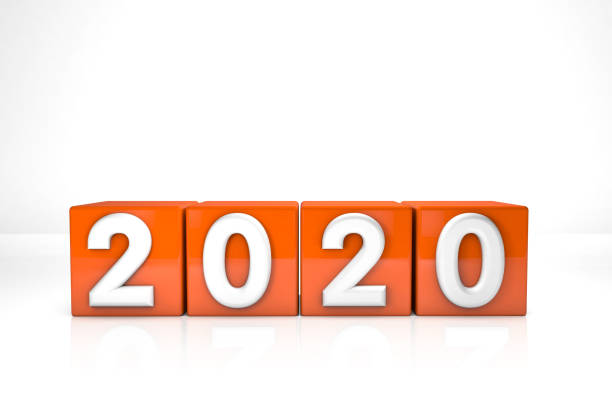 istock 3d render illustration. Red cubes with 2020. New Year concept. Isolated on white background 1180618905