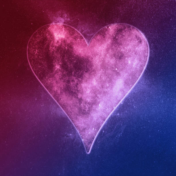 istock Heart symbol Red Blue. Playing card. Abstract night sky background 1180620753