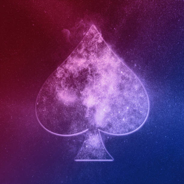 istock Spade symbol Red Blue. Playing card. Abstract night sky background 1180621749