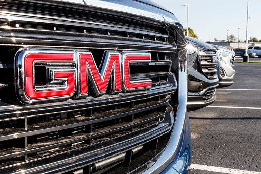 Kokomo - Circa September 2019: GMC SUV display at a Buick GMC dealership. GMC focuses on upscale trucks and utility vehicles and is a division of GM