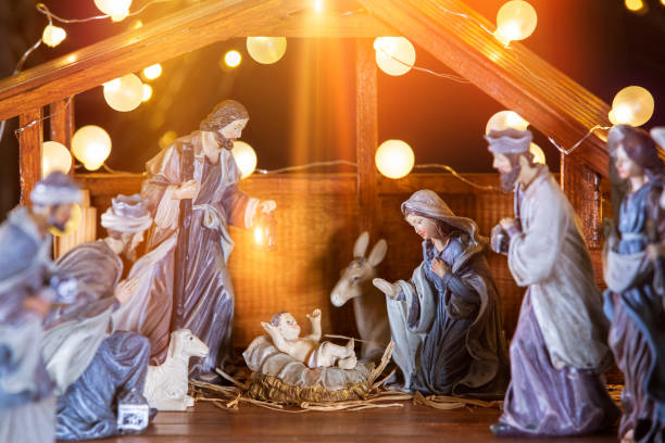 クリスマスの生意気なシーン;イエス・キリスト,マリヤとヨセフ - virgin mary jesus christ saint mary spirituality ストックフォトと画像