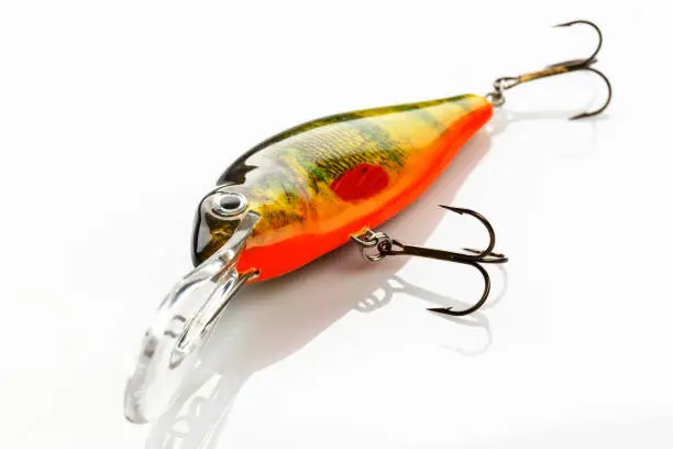 Photo of Fishing bait tackle and baubles for fishing on a white background