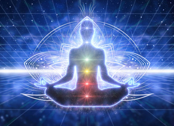 瞑想 - 深い瞑想状態のコンクチャネス - aura ストックフォトと画像