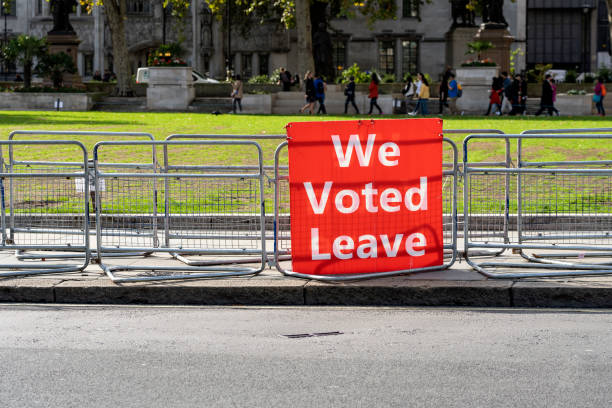 Banner on the Parliament Square - We Voted Leave.