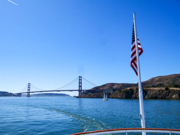 Golden Gate Bridge, San Francisco with sailboats from the stern