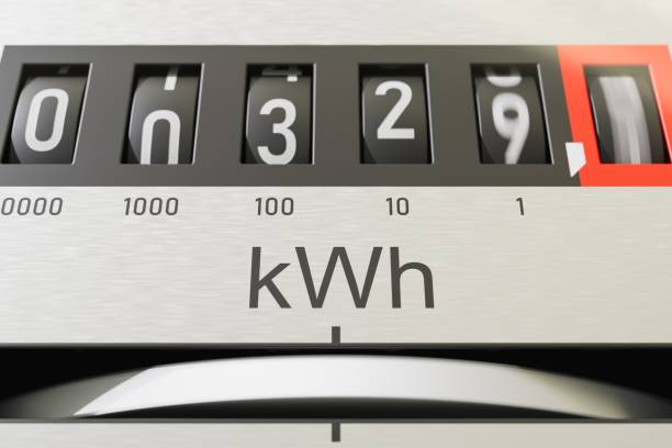istock Electrometer is measuring power consumption. Close-up view. 3D rendered illustration. 1180642728