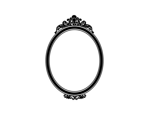 오래된 패션 검은 거울 - mirror ornate silhouette vector stock illustrations