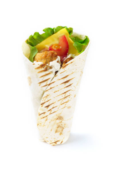 istock Grilled dietary chicken roll with cheese on white background 1180647681