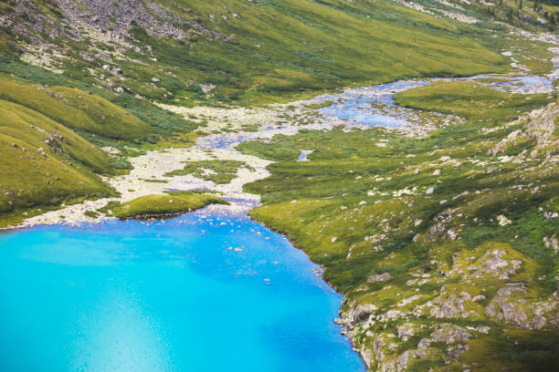 istock Lower Akchan lake. Mountain Altai landscape 1180653328