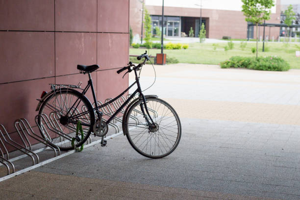 Locked bicycle at bicycle parking