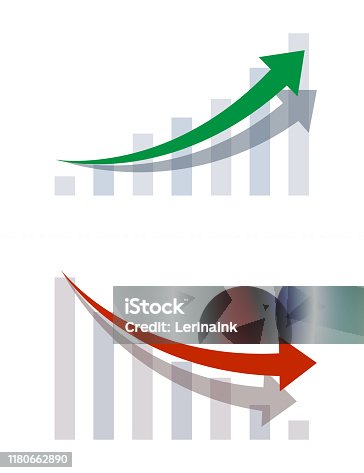 istock Graphs showing rise and fall in profits or earnings. Vector illustration 1180662890