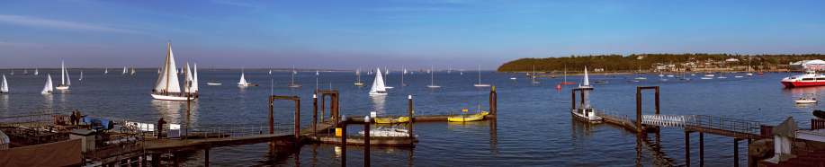 Panoramic view of the Isle of Wight from West Cowes. Regatta. Adobe RGB