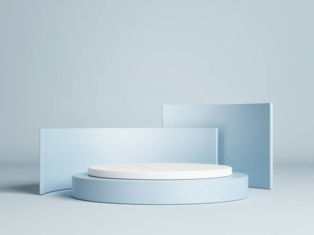 Mock up winner podium on blue background