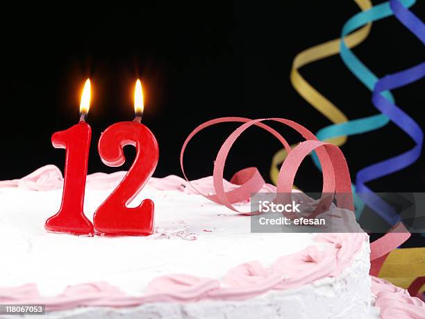 12th Anniversary Stock Photo - Download Image Now - Anniversary, Birthday, Birthday Cake