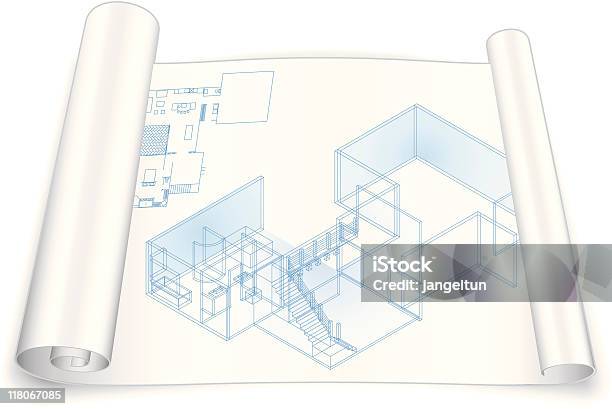 Architektonische Blueprint Stock Vektor Art und mehr Bilder von Rolle - Rolle, Technische Zeichnung, Lageplan