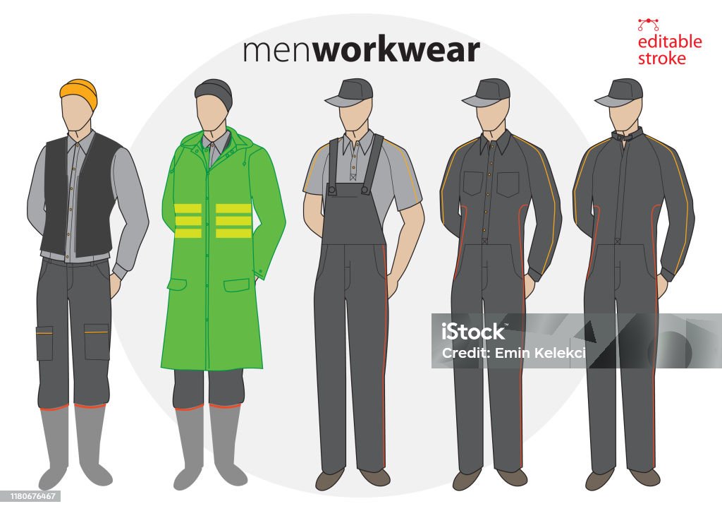 Work Men Graphics Men Work Wear Stock Illustration - Download Image Now - Men, Uniform ...