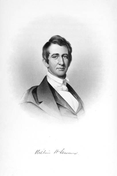 porträt von william henry seward - secretary of state stock-grafiken, -clipart, -cartoons und -symbole