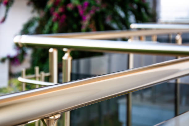 istock Metal railings and glass wall 1180676844