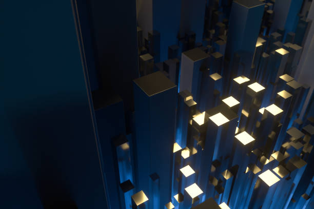 istock technical scene made up of repetitive columns, 3d rendering 1180681086