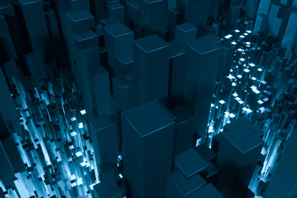 istock technical scene made up of repetitive columns, 3d rendering 1180681124