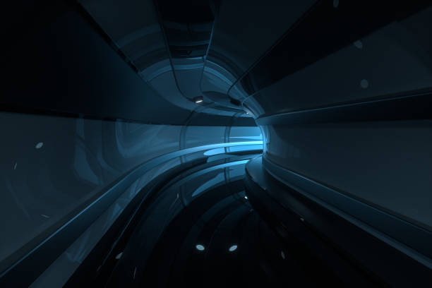 istock Dark tunnel with light at the end, 3d rendering. 1180683460