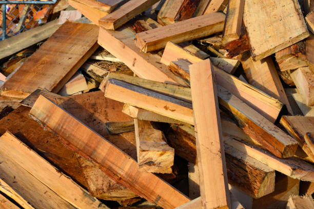 Pile of scrap wood stock photo