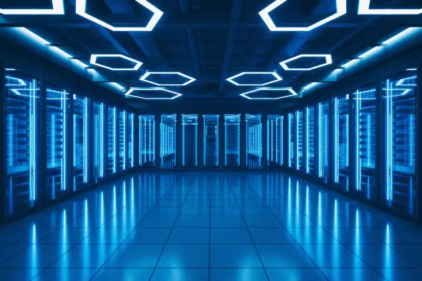 Photo of Futuristic Data Center Server Room