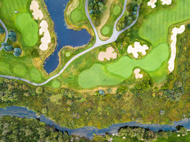 Aerial view of a golf course