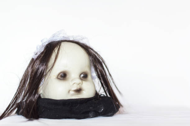 istock Scary Doll Head with copy space. Halloween theme 1180686086