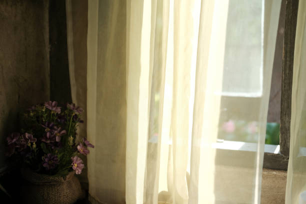 istock light on yellow see through sheer window curtain 1180687759