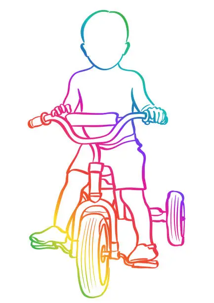 Vector illustration of Toddler's Tricycle Rainbow