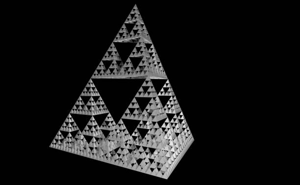 Sierpinski triangle on black background. It is a fractal with the overall shape of an equilateral triangle, subdivided recursively into smaller equilateral triangles. 3D Illustration Gray Sierpinski triangle on black background. It is a fractal with the overall shape of an equilateral triangle, subdivided recursively into smaller equilateral triangles. 3D Illustration subdivide be stock pictures, royalty-free photos & images
