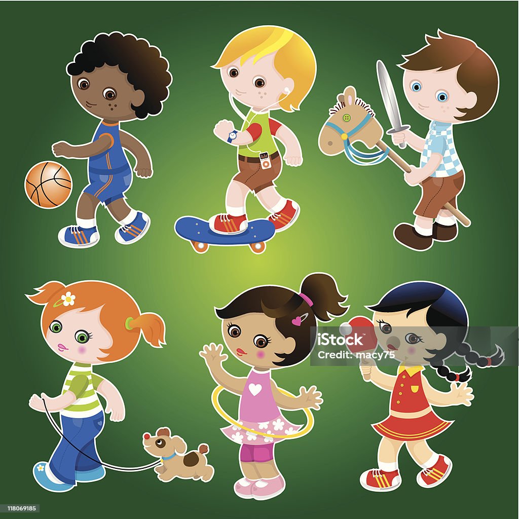 Cute kids playing set  African Ethnicity stock vector