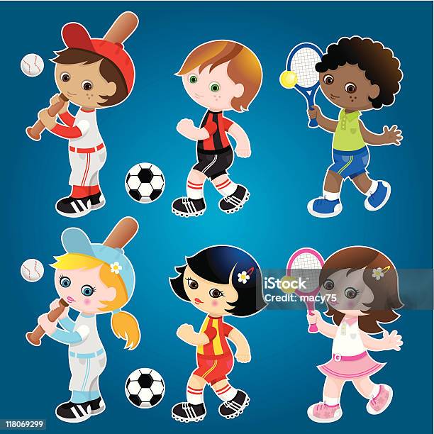 Vetores de Esportivo Linda Conjunto Infantil e mais imagens de Beisebol - Beisebol, Criança, Adolescente