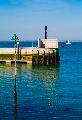 Bay entrance, Cowes, Isle of Wight, England, in a glorious day. 