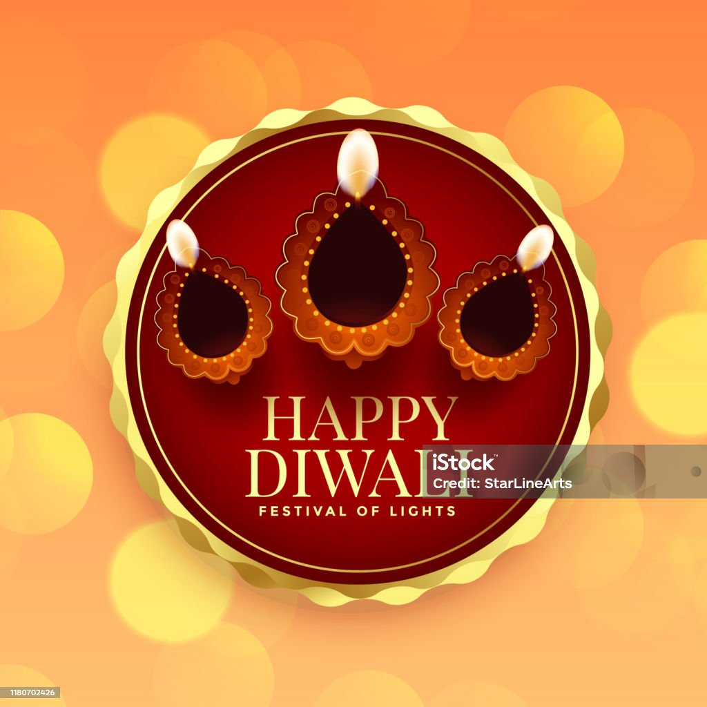 Design Card For Happy Diwali Festival With Diya Stock Illustration ...