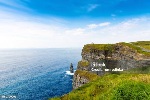 Spectacular Cliffs Of Moher Are Sea Cliffs Located At The Southwestern Edge Of The Burren Region In County Clare Ireland Wild Atlantic Way Stock Photo - Download Image Now