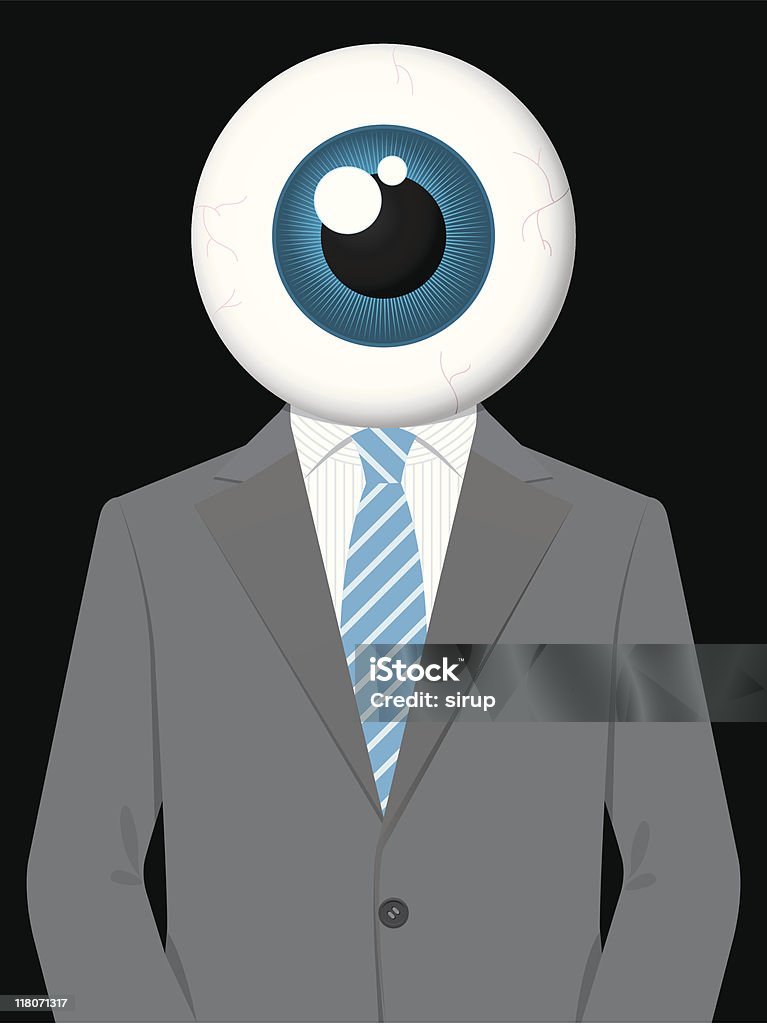 Business man with observing eyeball head  Adult stock vector