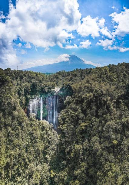 istock Scenic aerial view of Tumpak Sewu waterfall on Java 1180720809