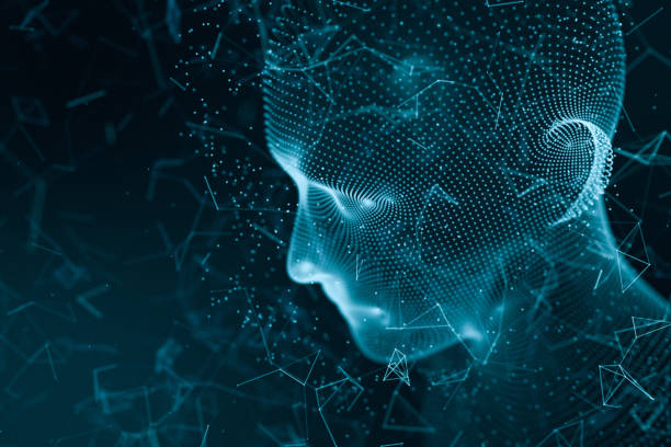 istock Human head made up of technological lines with the concept of Artificial Intelligence, 3D rendering. 1180721795