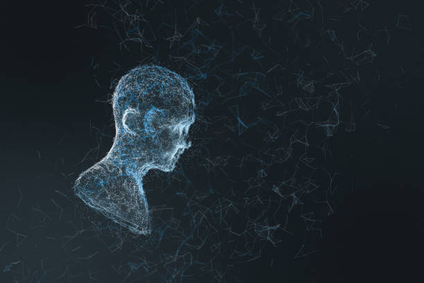 istock Human head made up of technological lines with the concept of Artificial Intelligence, 3D rendering. 1180721818