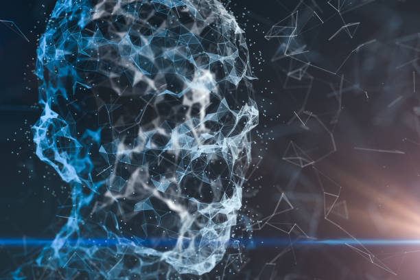 istock Human head made up of technological lines with the concept of Artificial Intelligence, 3D rendering. 1180721925