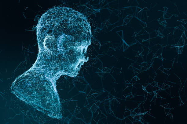 istock Human head made up of technological lines with the concept of Artificial Intelligence, 3D rendering. 1180722809