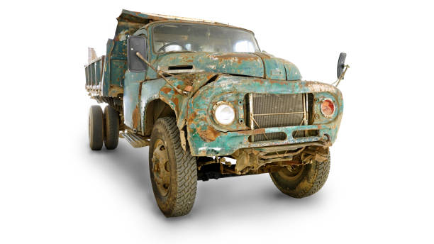 istock Old truck isolate. dirty truck on white background 1180725444