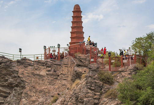 Urumqi, China - capital of the Xinjiang Uygur Autonomous Region, Urumqi displays several wonderful landmarks. Here in particular the famous Hongshan Red Pagoda