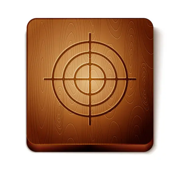 Vector illustration of Brown Target sport for shooting competition icon isolated on white background. Clean target with numbers for shooting range or shooting. Wooden square button. Vector Illustration